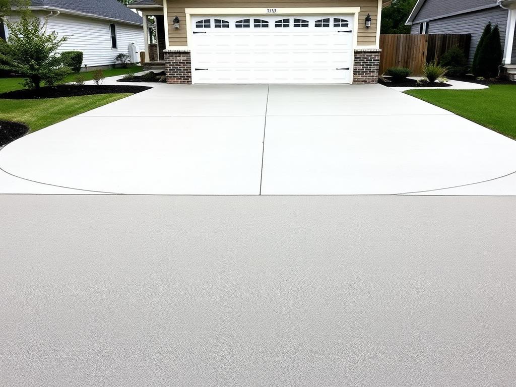 Newly poured residential concrete driveway leading to a two-car garage in Birmingham, Alabama